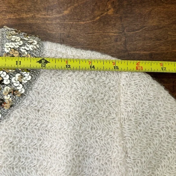 Vintage 1950s Sidney Gould Mohair Blend Sheer Lining Sequin Cardigan Size S/M - Picture 7 of 10